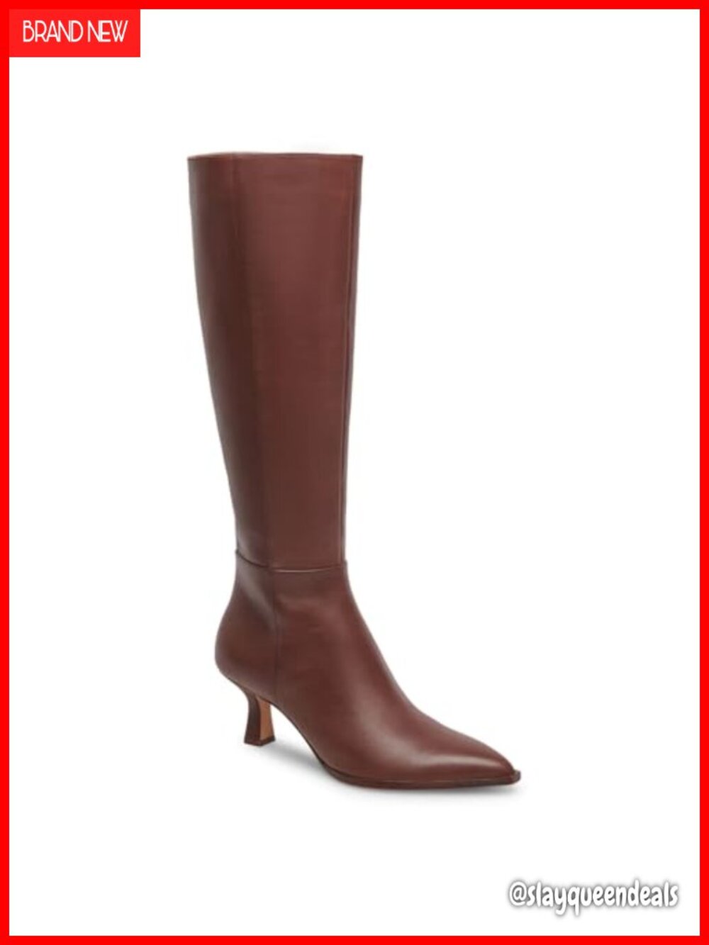 Kitten Heel Knee High Boots Pointed Toe Side Zip Wide Calf Dress Boots